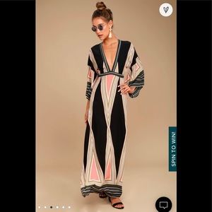 Lulus Montecito Black Print Maxi Dress